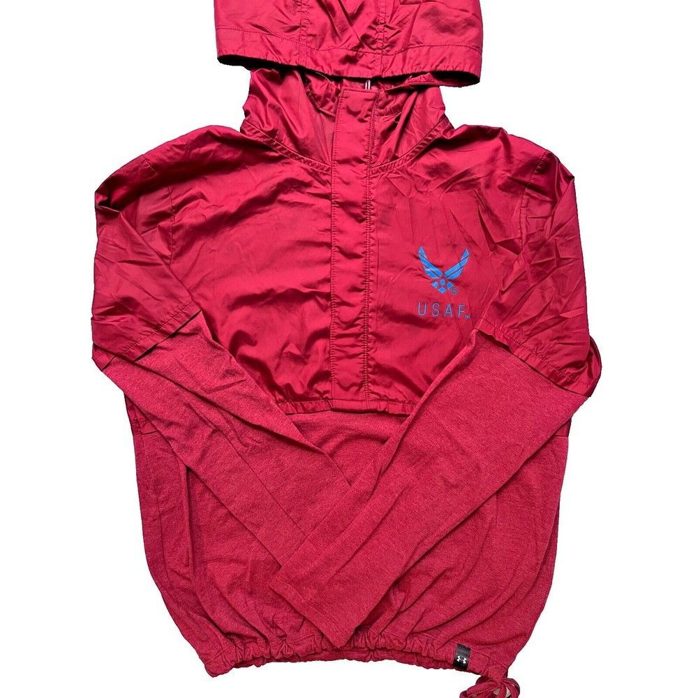 Under Armour Small US Air Force Jacket Red Pullover Windbreaker Loose